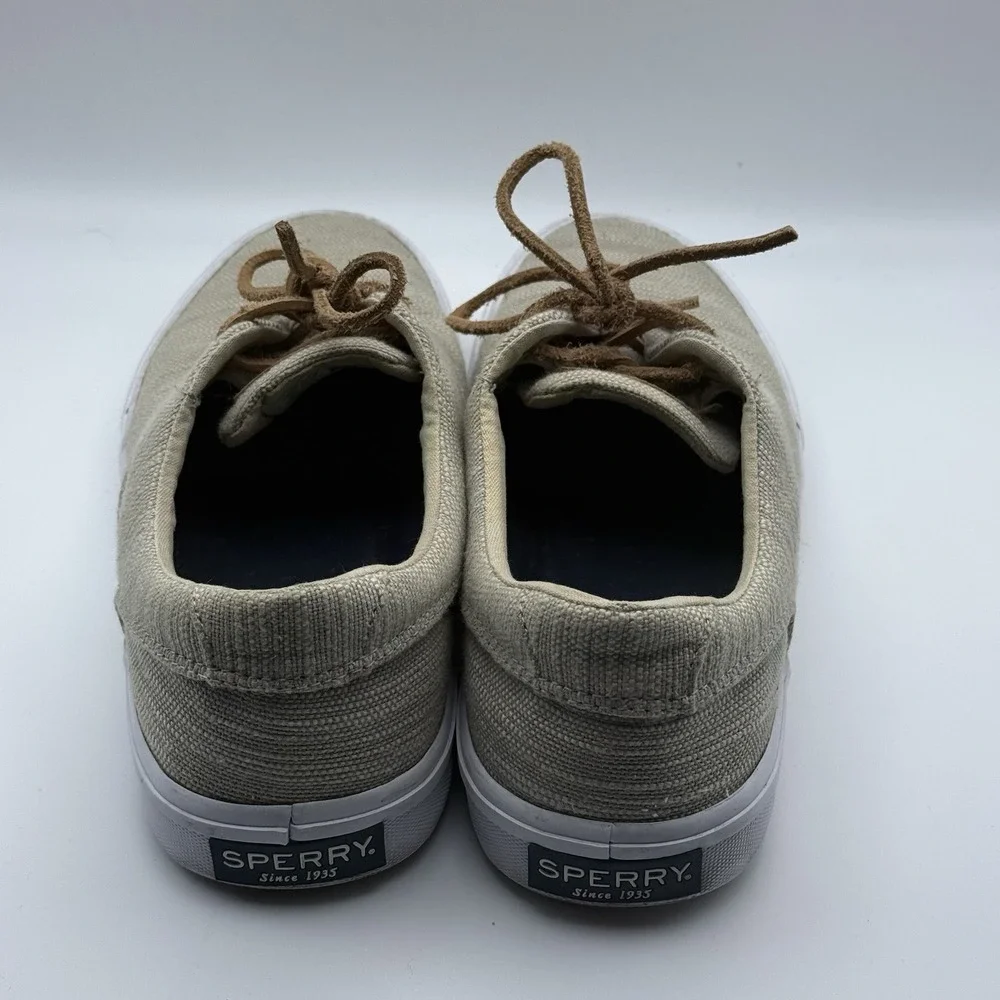 Sperry Top-Sider Tan Woven Canvas Sneakers Mens Size‎ 9 Casual Boat Shoes